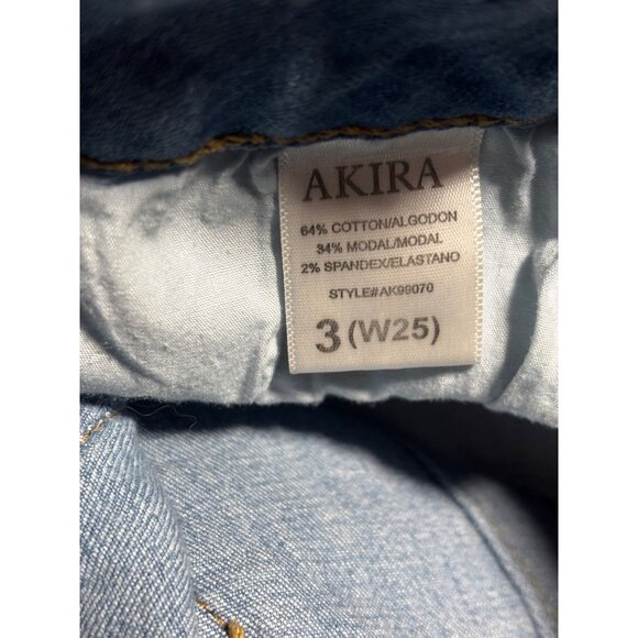 Akira Distressed Flare Jeans Womens Juniors Size 3/25 Light Wash Measures 24x33 - Picture 9 of 10